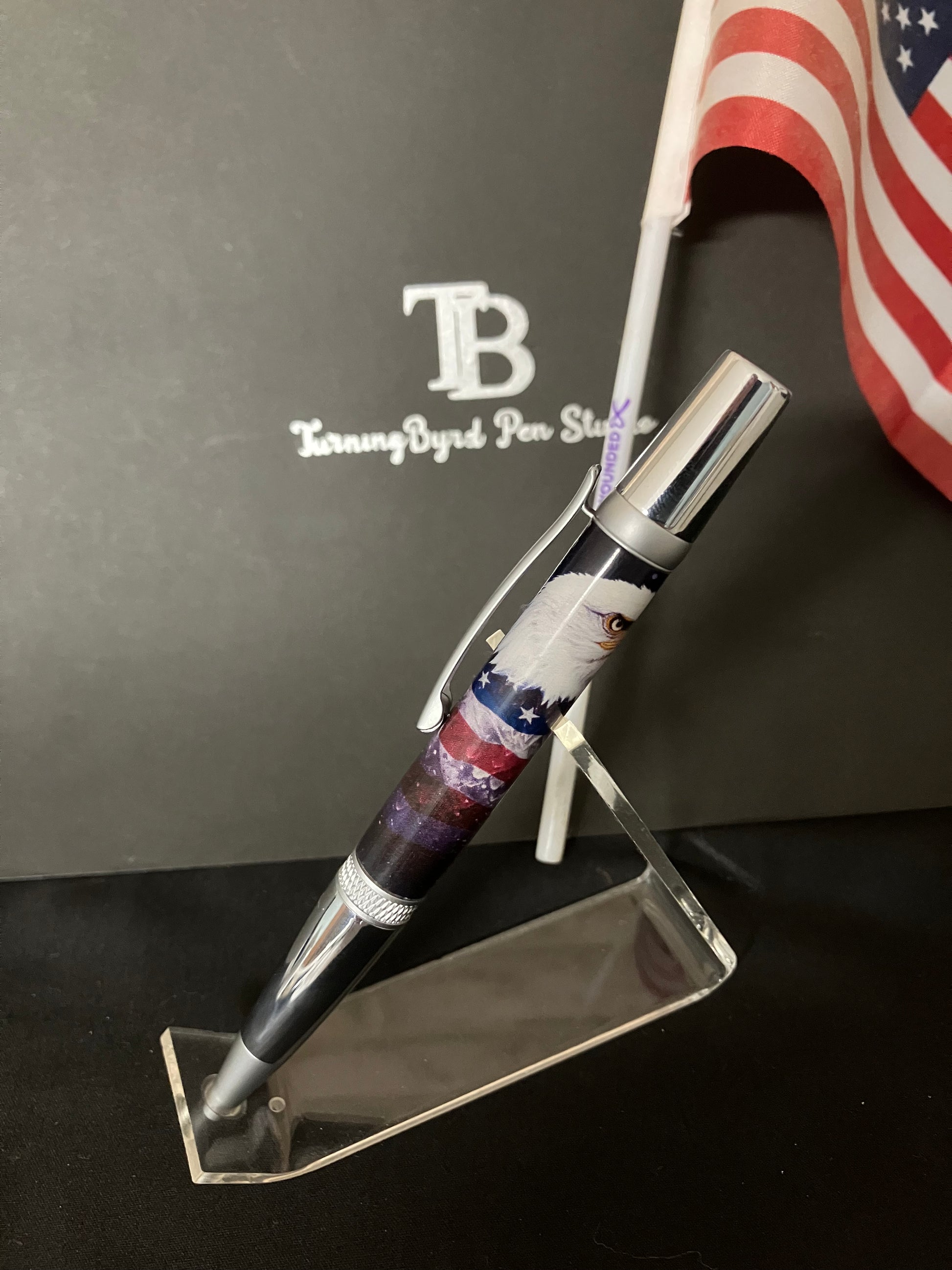 American Eagle and USA Flag Handcrafted Ballpoint Pen