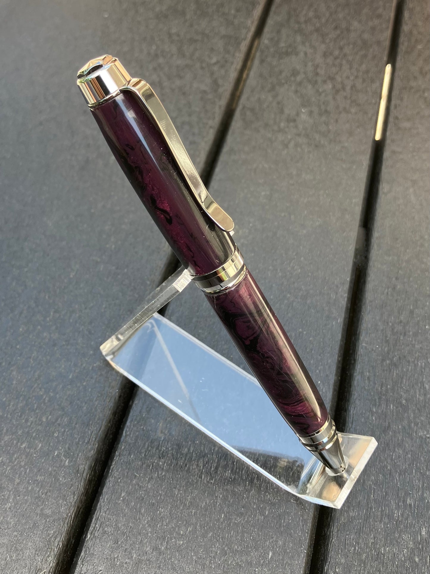BP432-1221  Burgundy Black Swirl - Handcrafted Ballpoint Pen