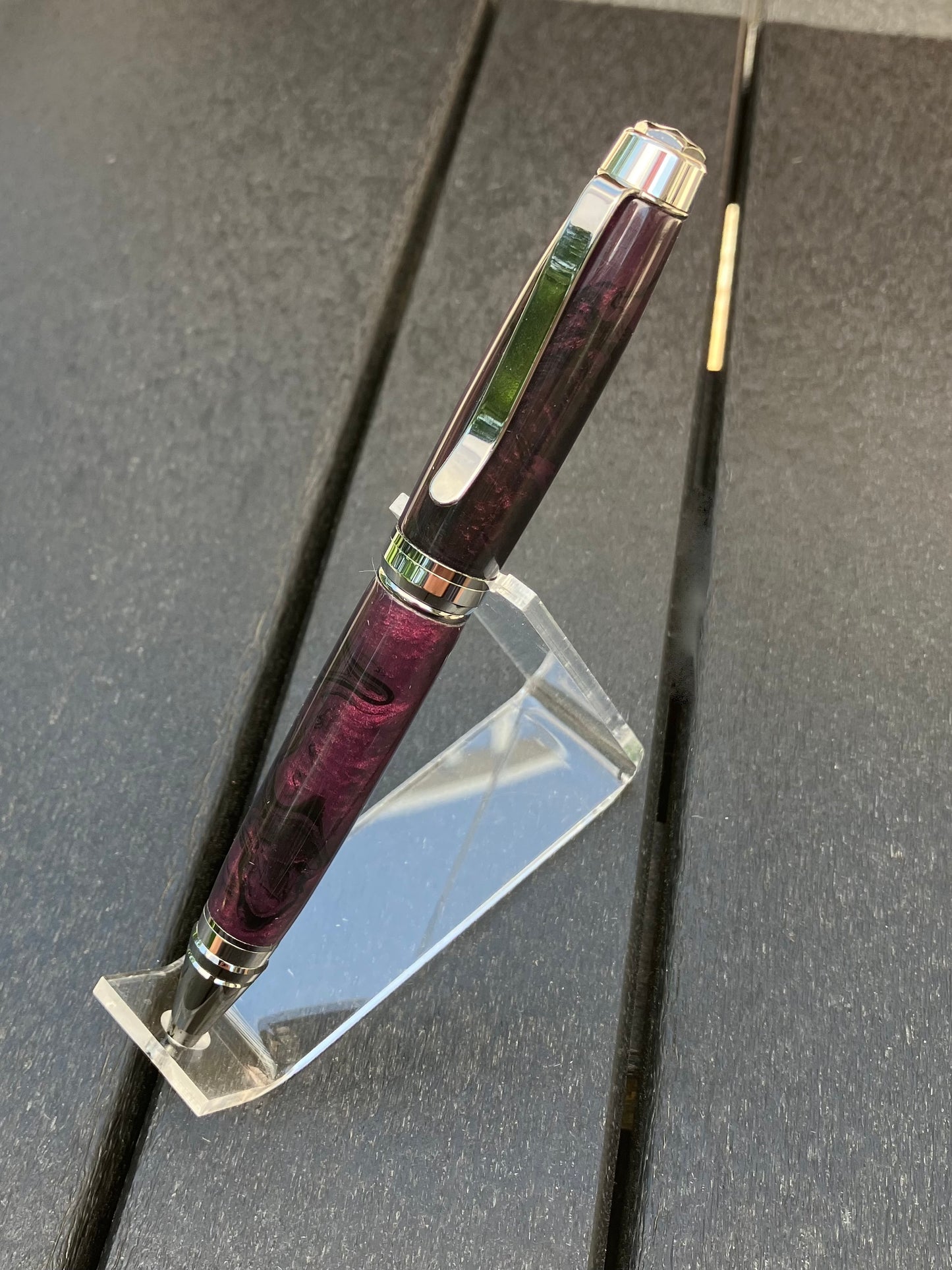 BP432-1221  Burgundy Black Swirl - Handcrafted Ballpoint Pen