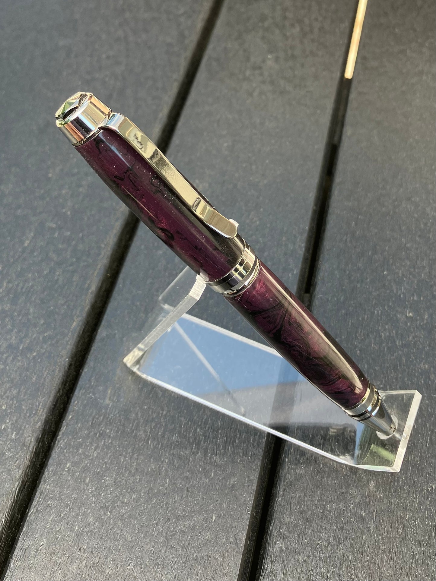 BP432-1221  Burgundy Black Swirl - Handcrafted Ballpoint Pen