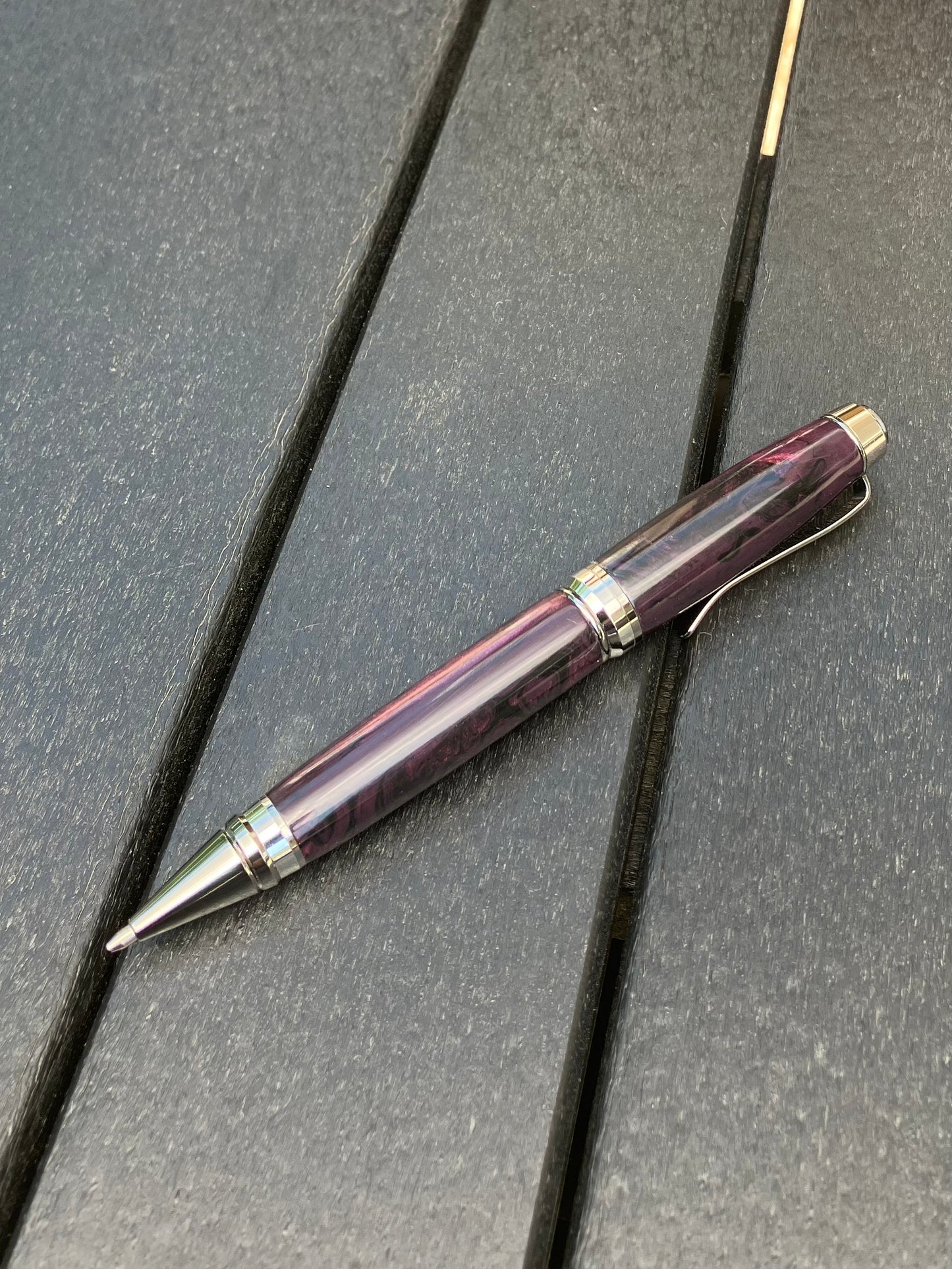 BP432-1221  Burgundy Black Swirl - Handcrafted Ballpoint Pen
