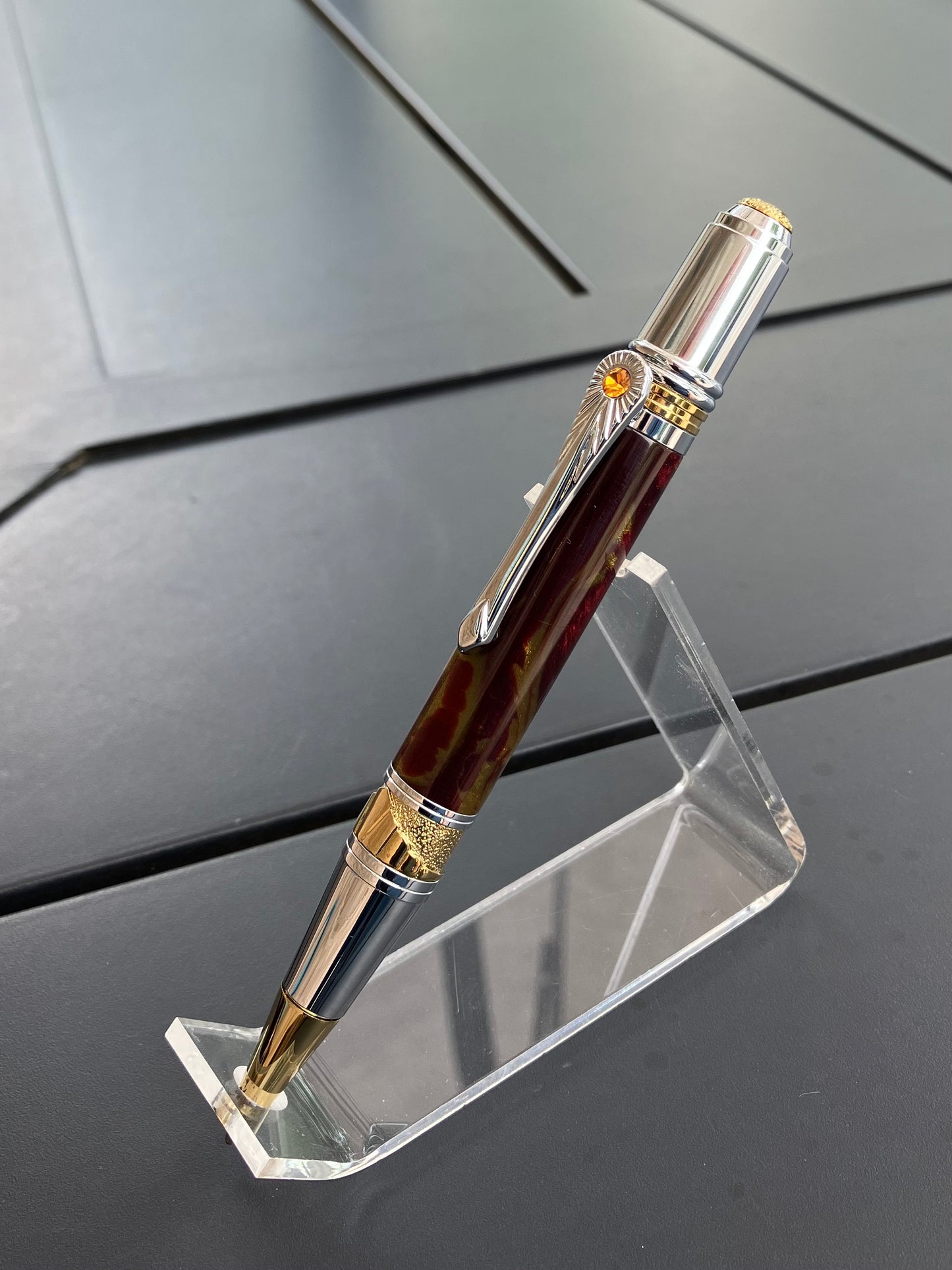 red and gold resin with Chrome and gold !