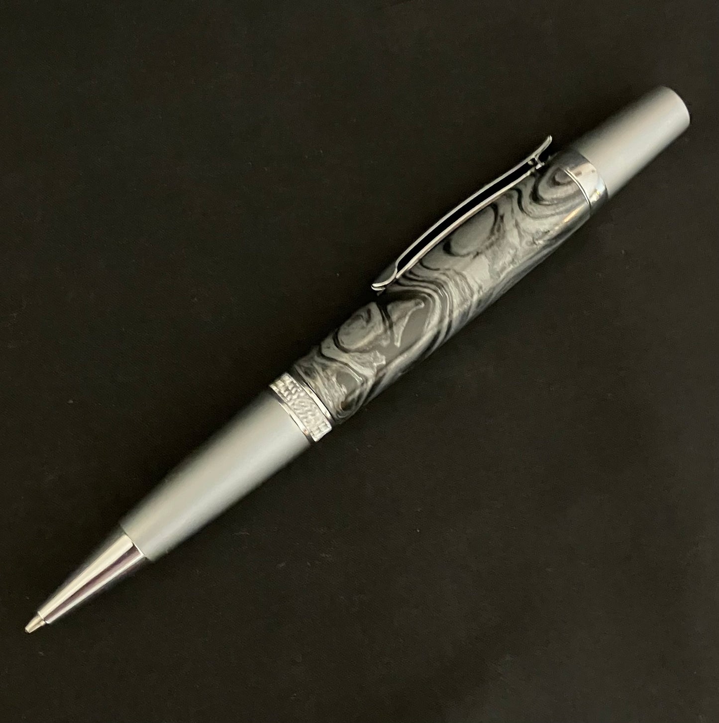 BP518-1023  Black & White Mokume - Handcrafted Ballpoint Pen