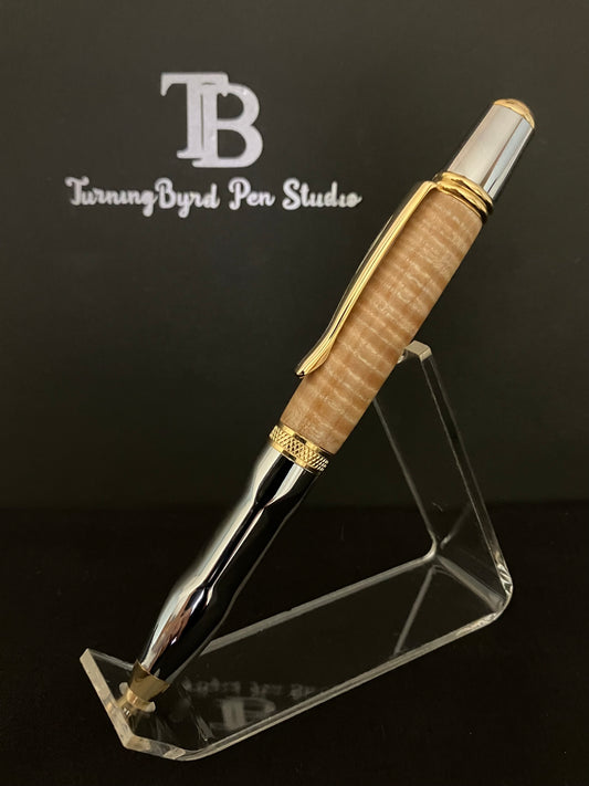 BP530-0923  Curly Maple - Handcrafted Ballpoint Pen