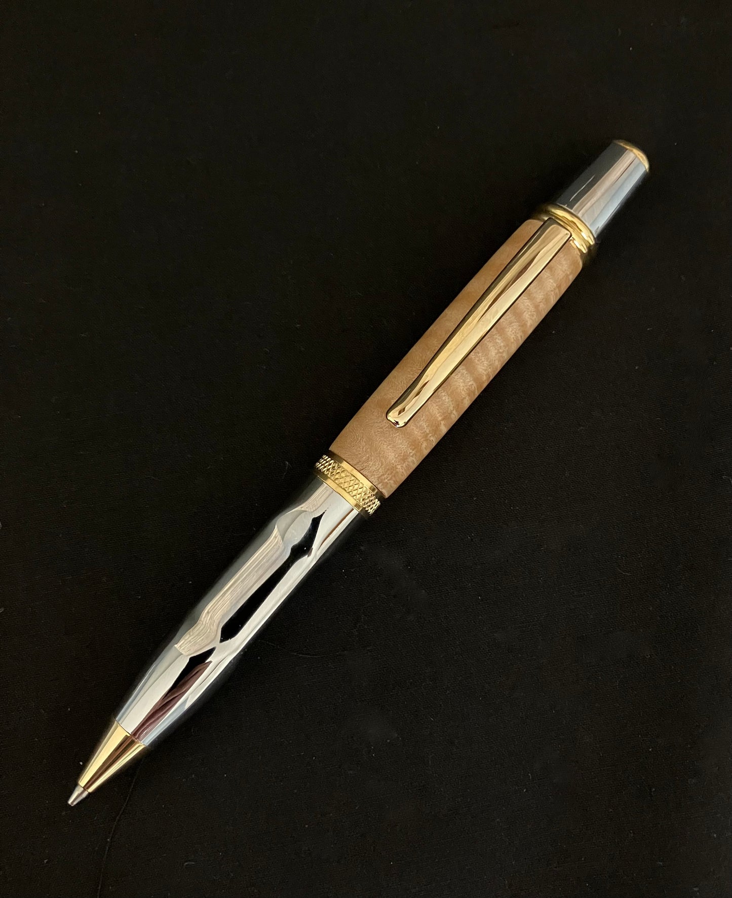 BP530-0923  Curly Maple - Handcrafted Ballpoint Pen