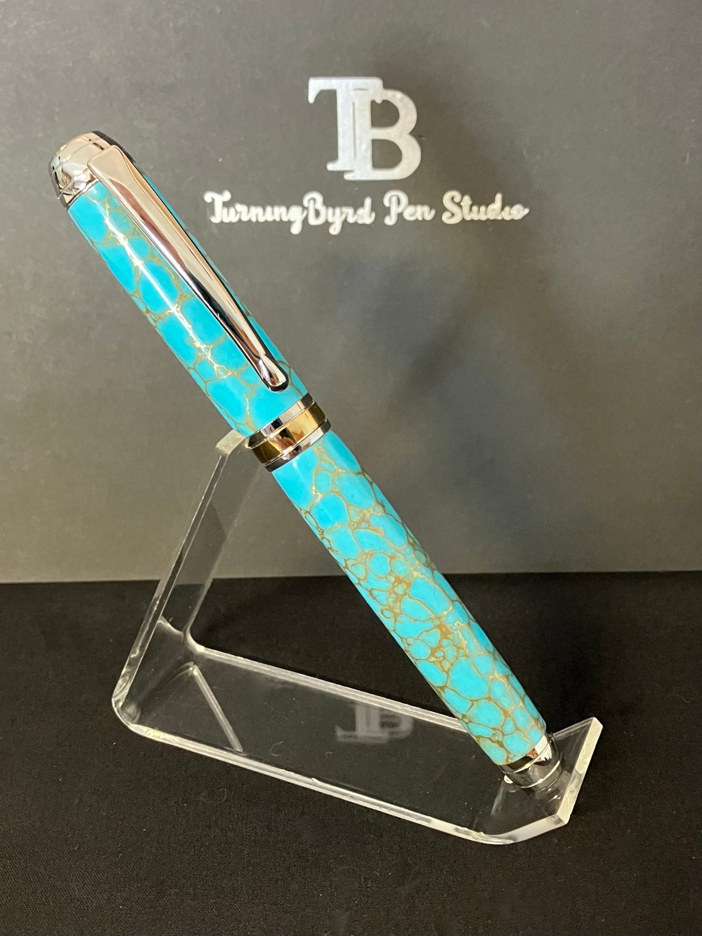 FP173-0124 Gold Web Turquoise - Handcrafted Fountain Pen