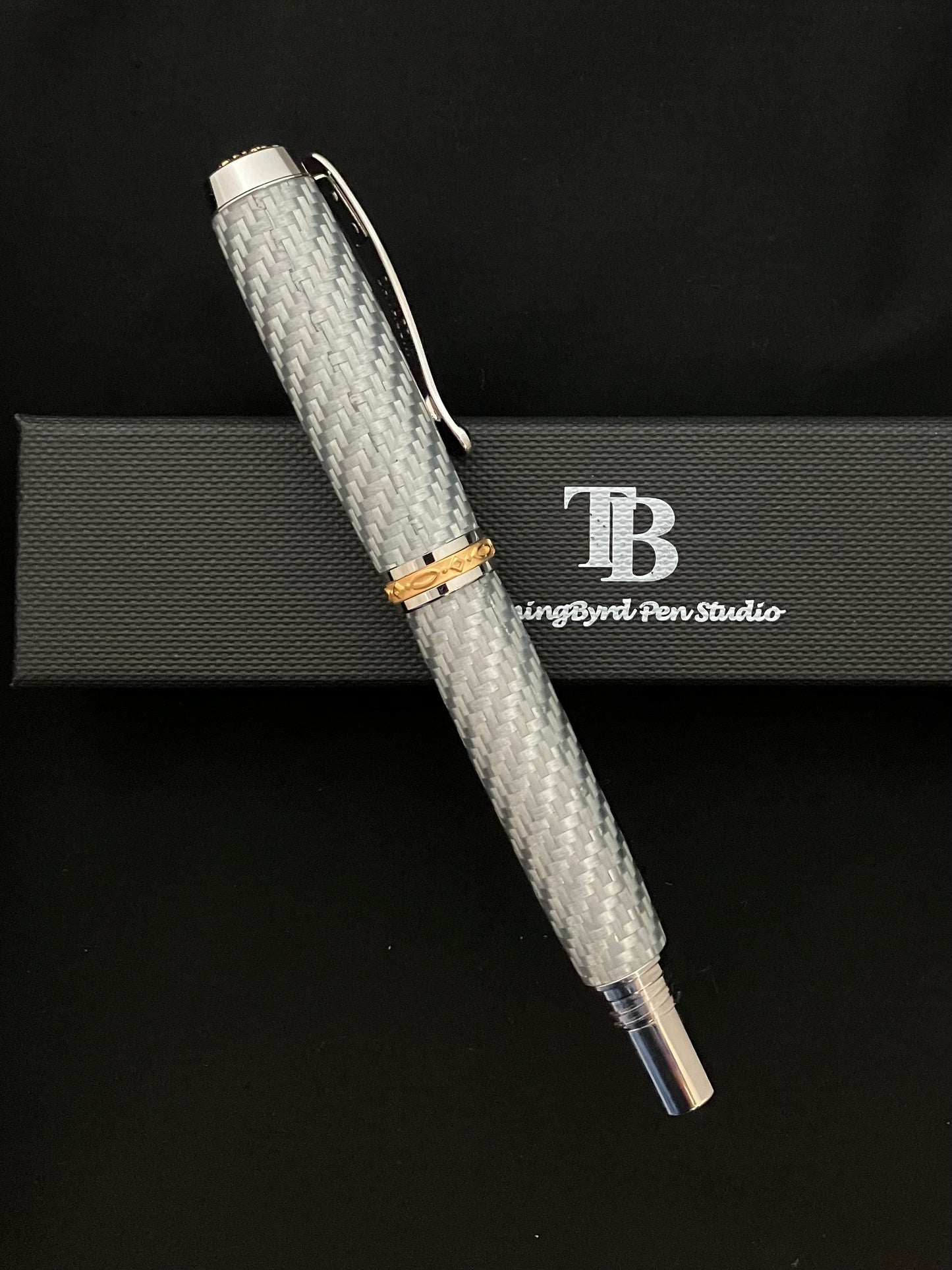 RB509-0124 Silver Glass - Handcrafted Rollerball Pen