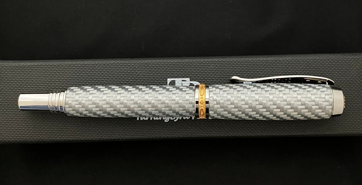 RB509-0124 Silver Glass - Handcrafted Rollerball Pen