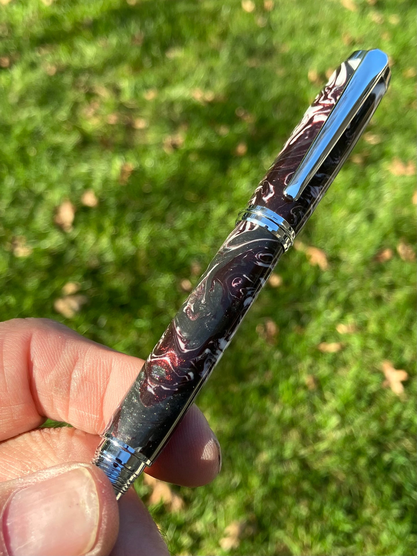 Deep Purple Swirls - Handcrafted Rollerball Pen