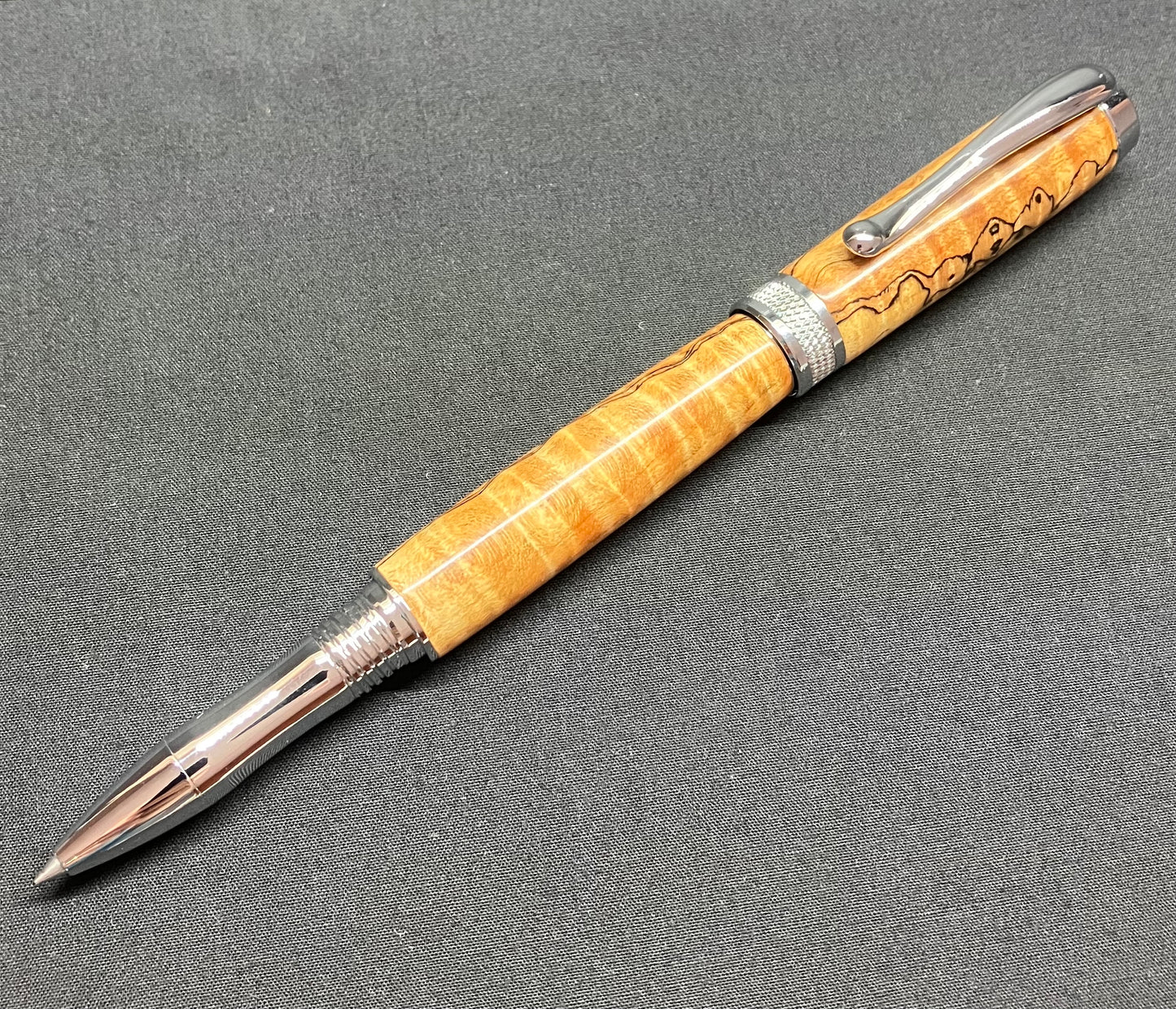 RB508-0124 Spalted Curly Maple - Handcrafted Rollerball Pen