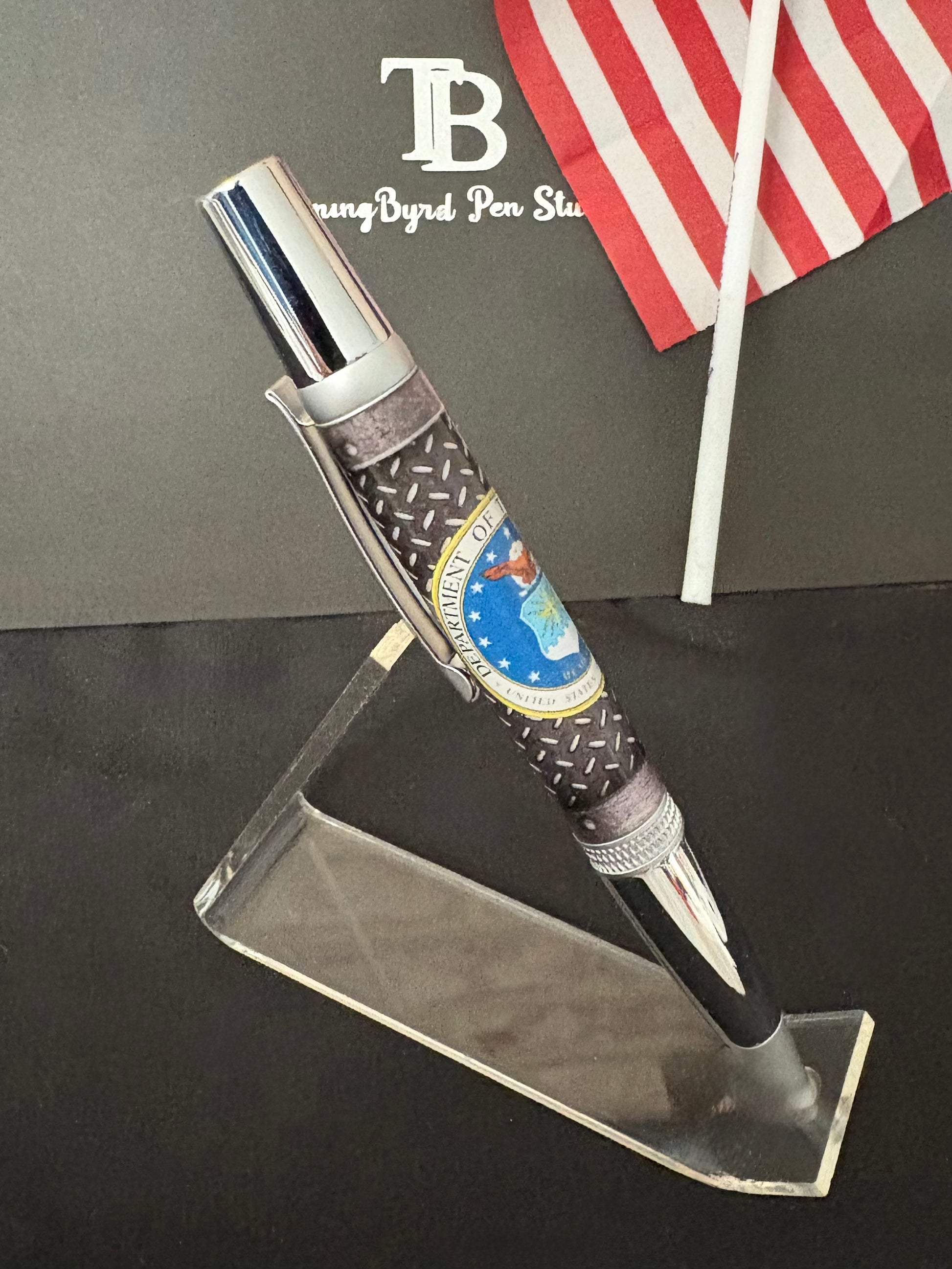 Handcrafted US Air Force Ballpoint Pen — Chrome & Satin Chrome Accents