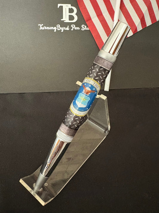Handcrafted US Air Force Ballpoint Pen — Chrome & Satin Chrome Accents