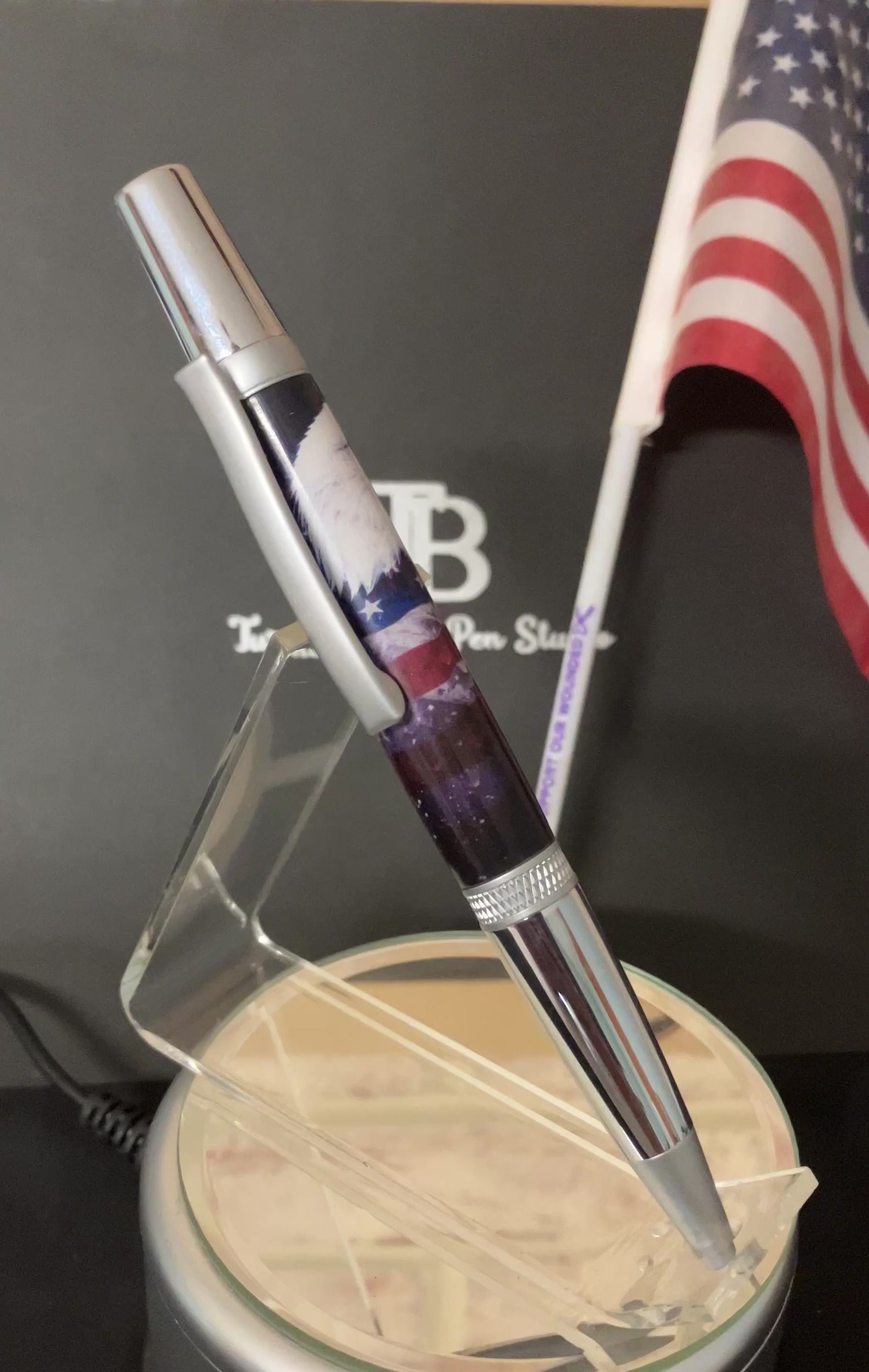 American Eagle and USA Flag Handcrafted Ballpoint Pen