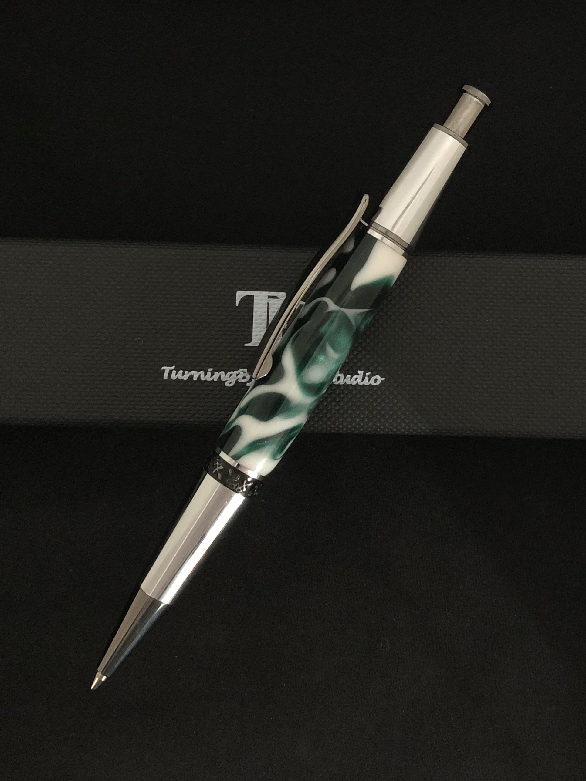 Michigan State Fans!  Green and white resin swirls with chrome plating!