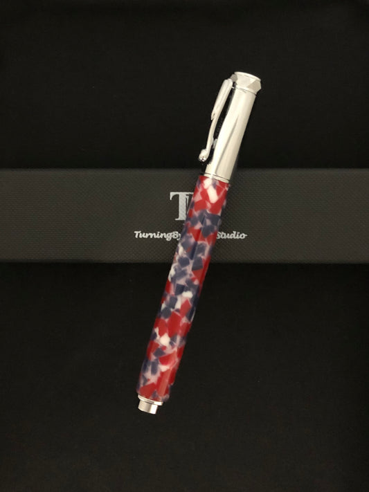 red, white, and blue magnetic cap rollerball