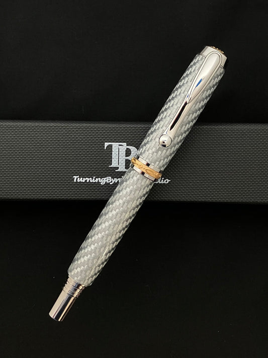 RB445-0822P Silver Glass - Handcrafted Rollerball Pen
