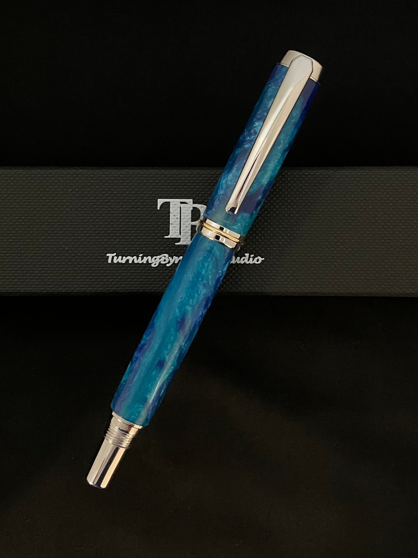 RB462-0922  Blue Turbulence - Handcrafted Rollerball Pen