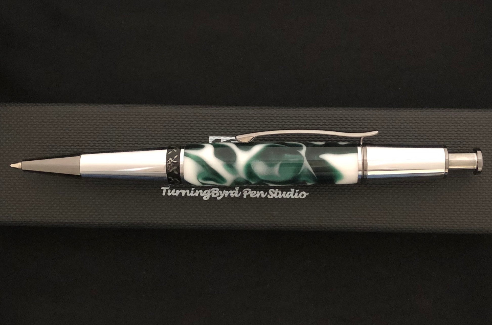 Michigan State Fans!  Green and white resin swirls with chrome plating!