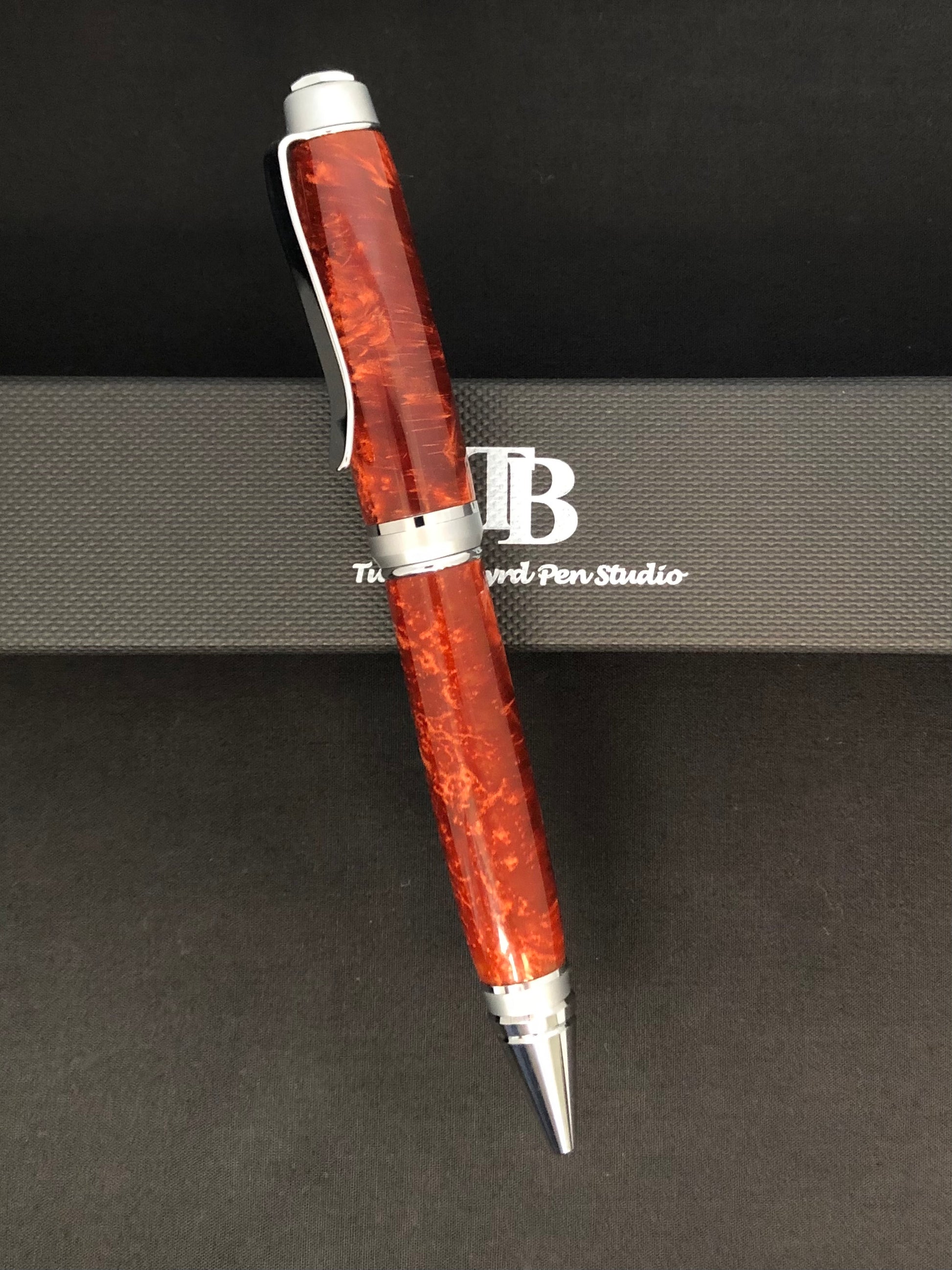 Twist Ballpoint Pen, upper and lower barrels are colored resin - "Molten Lava"!