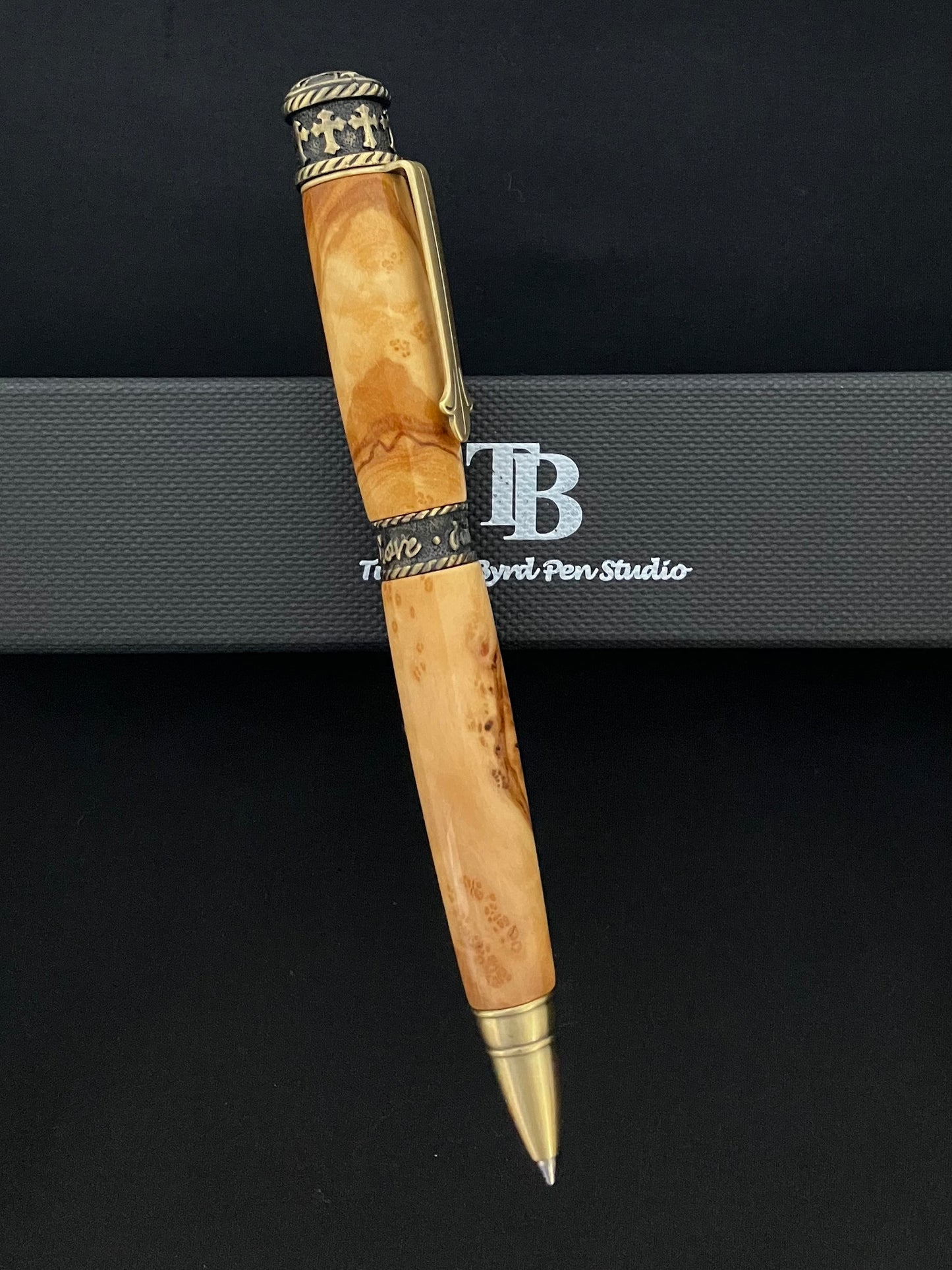 Antique brass- faith, hope, & Love. Twist Ballpoint.