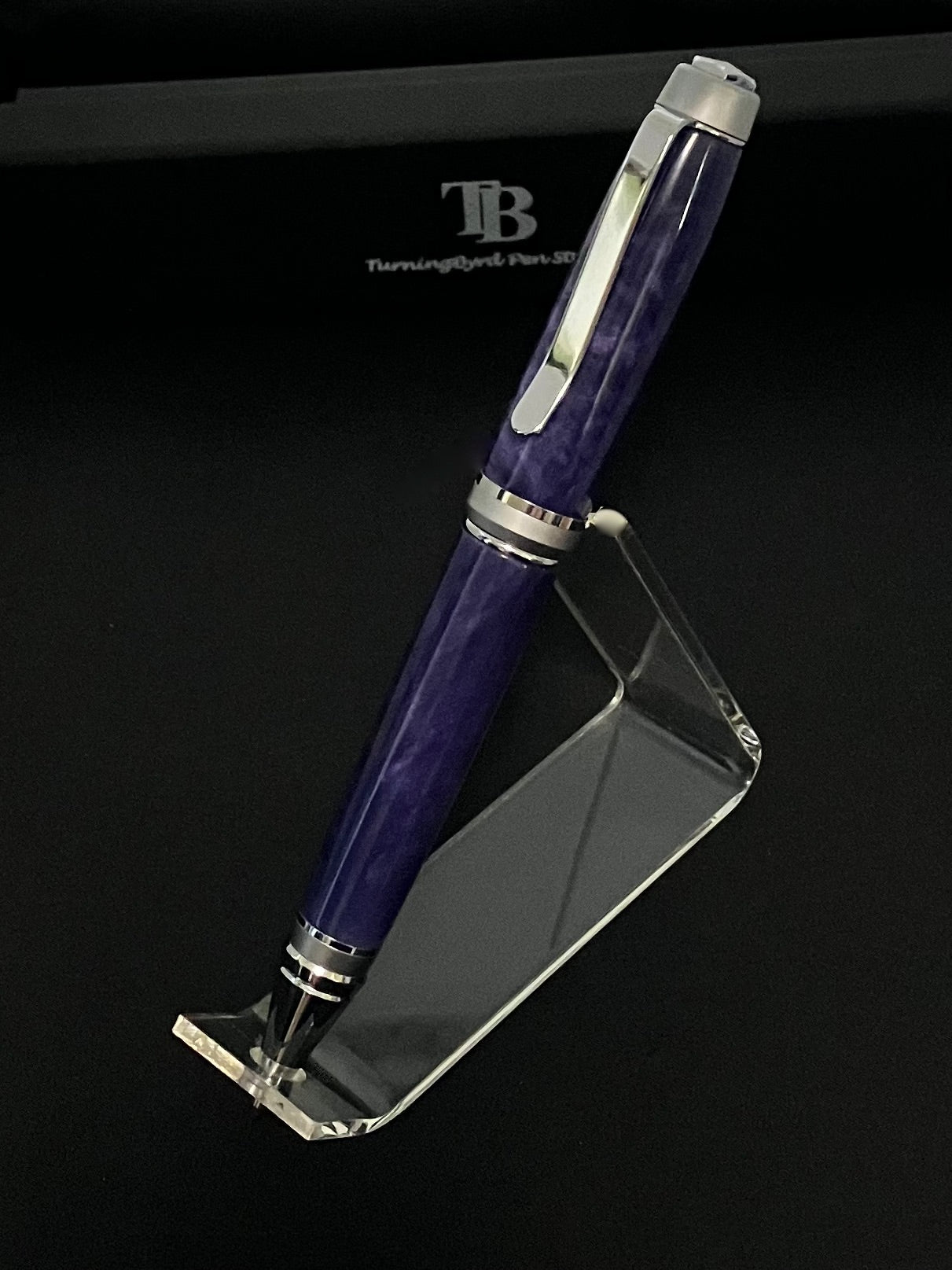 Twist ballpoint pen with Chrome and Satin Chrome plating enhance by sparkling and swirling  purple moon resin barrels!