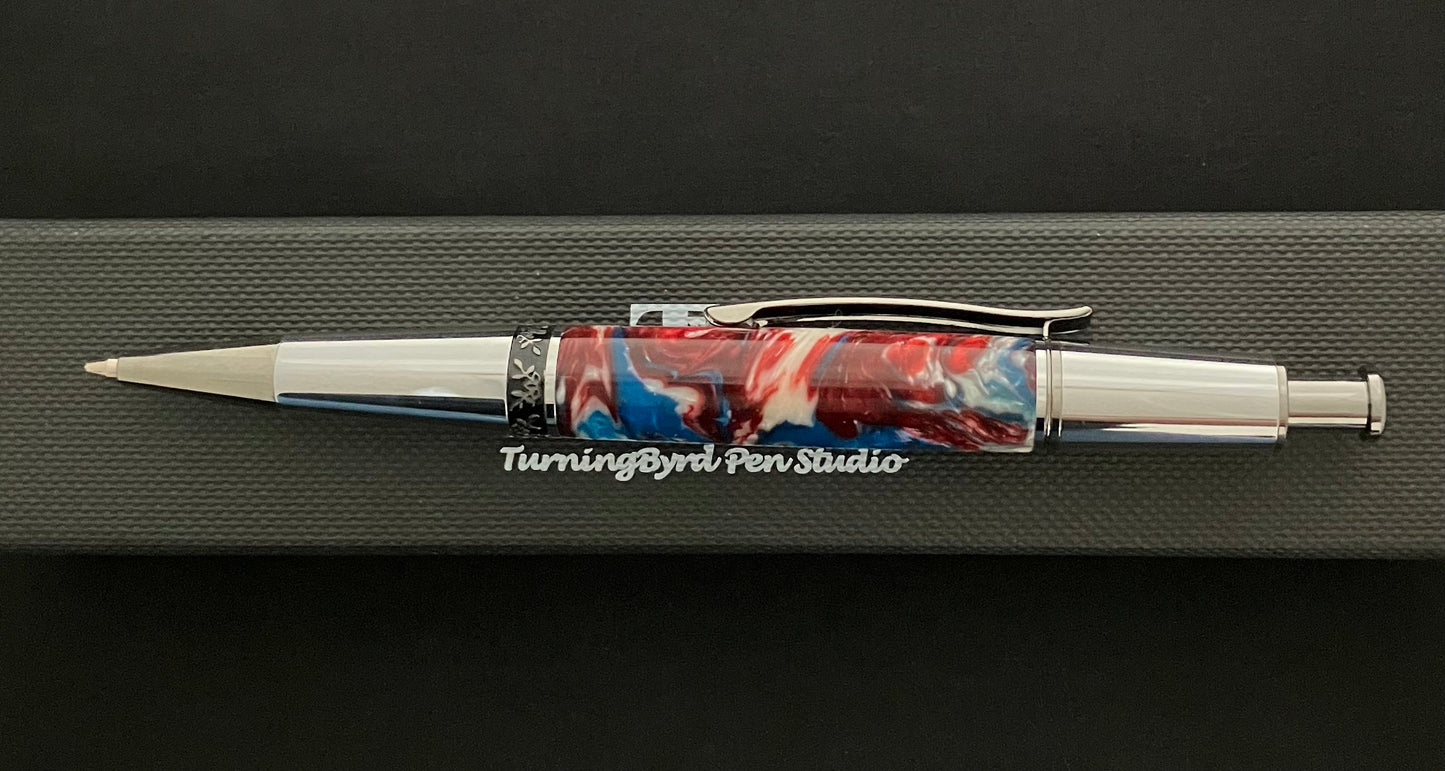 click ballpoint with Red, White and blue resin body!