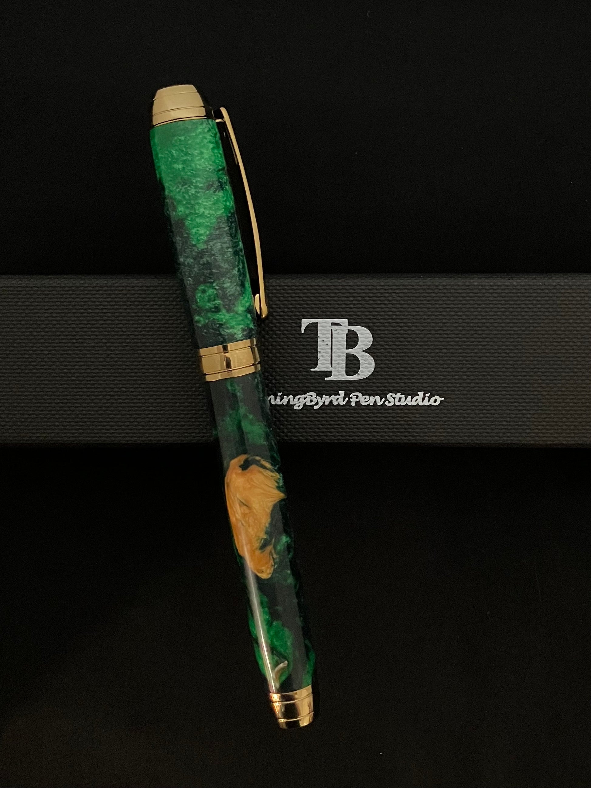 Green and gold resin with Gold plating Fountain Pen