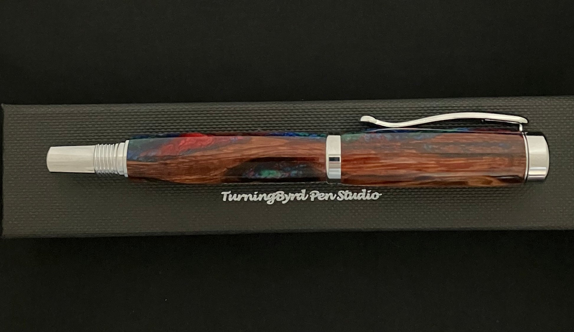 Earth Wind and Fire -manzanta wood, red, green, blue and white resin!