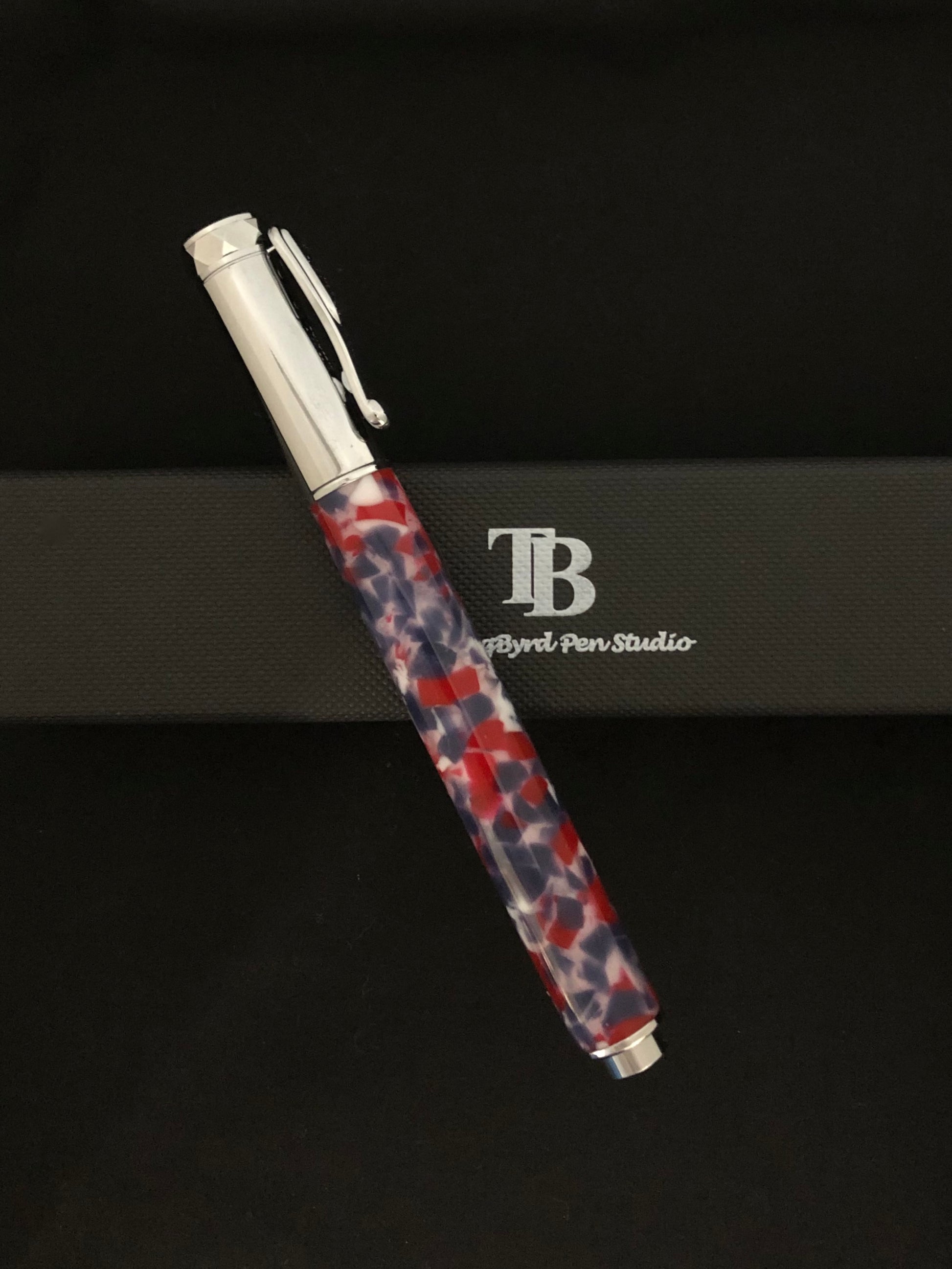 red, white, and blue magnetic cap rollerball