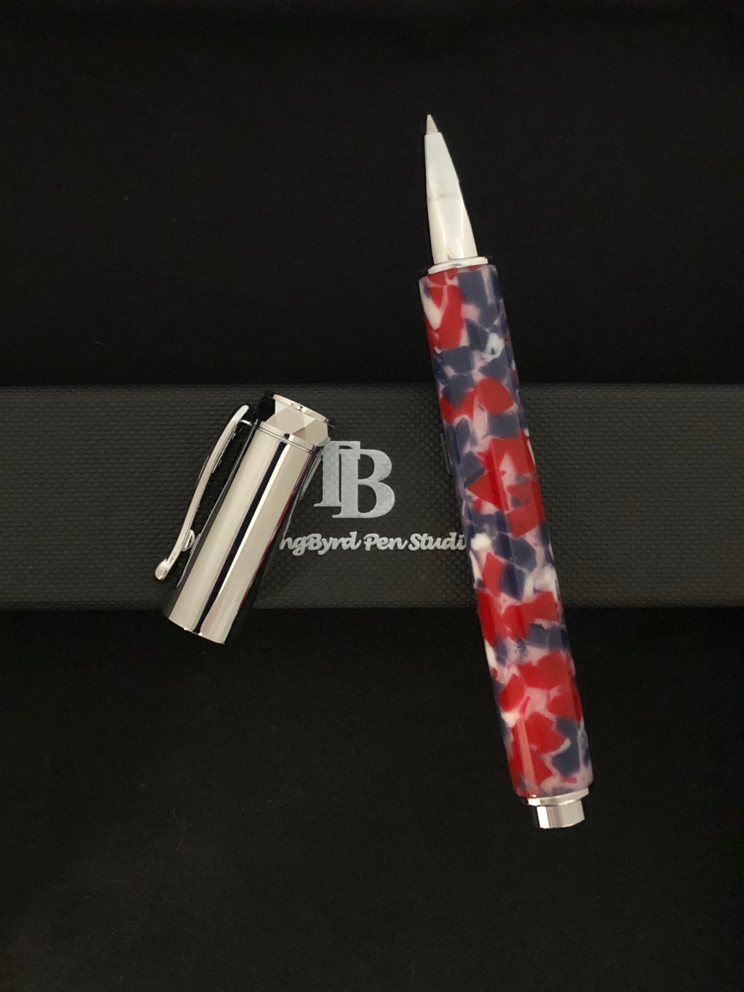 red, white, and blue magnetic cap rollerball
