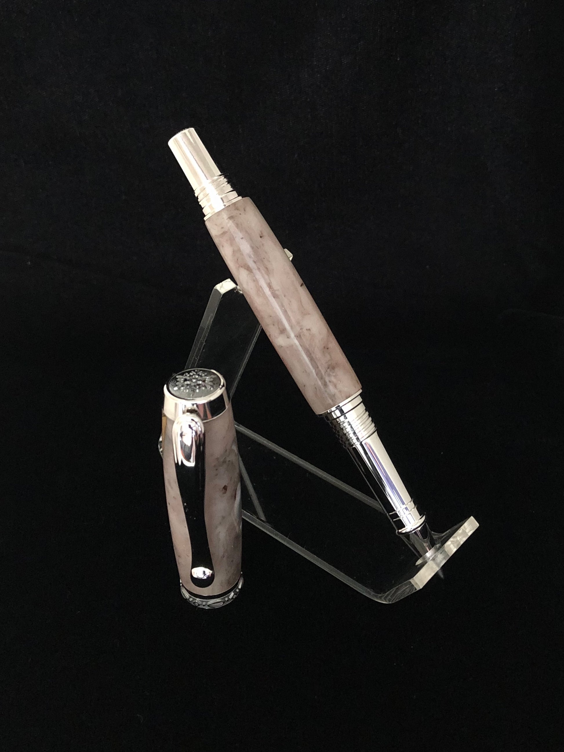 sand. colored resin with bits of sea shells rollerball pen