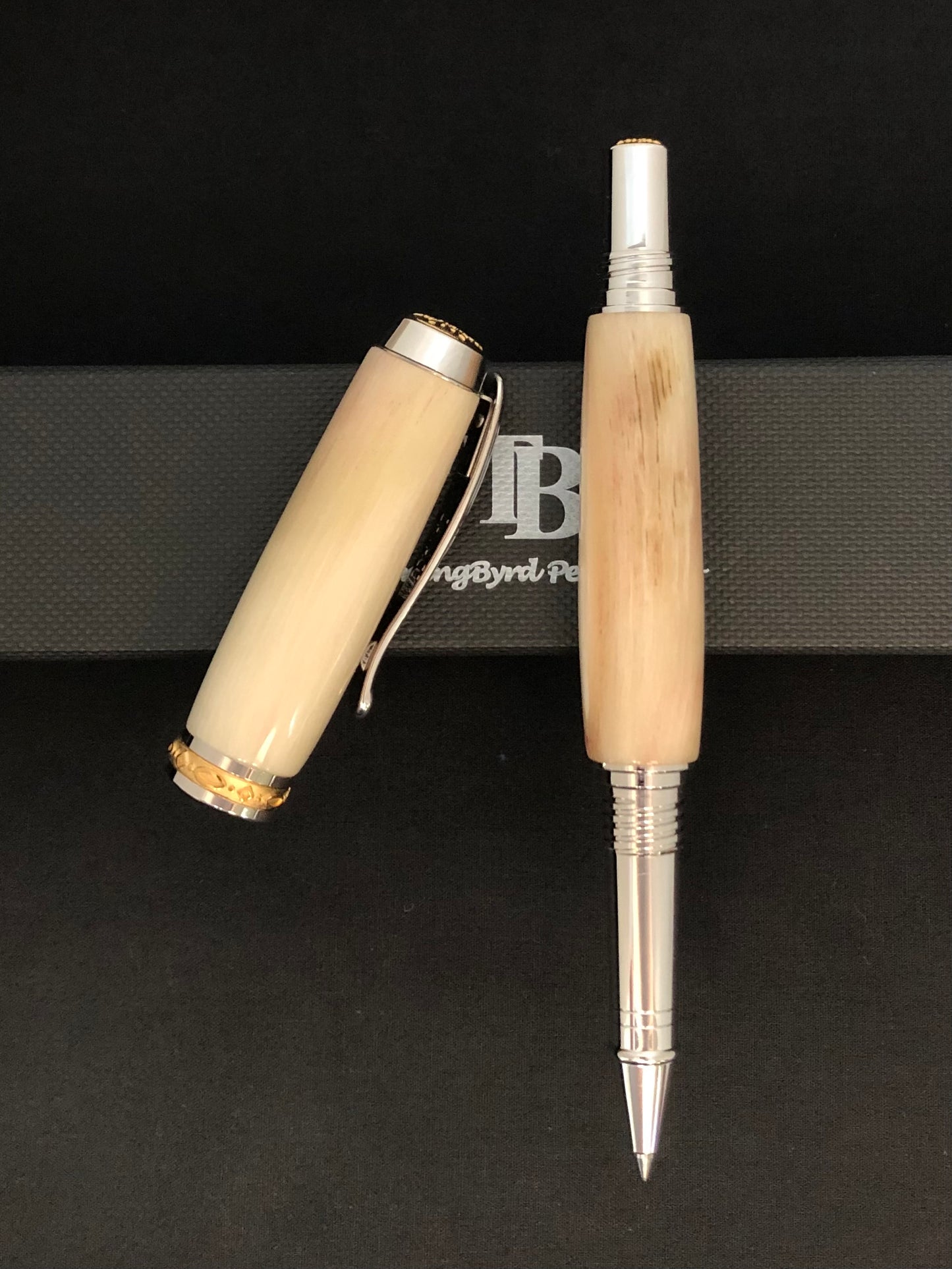 Alaskan Dall Sheep Horn Rollerball with Rhodium and Gold plating