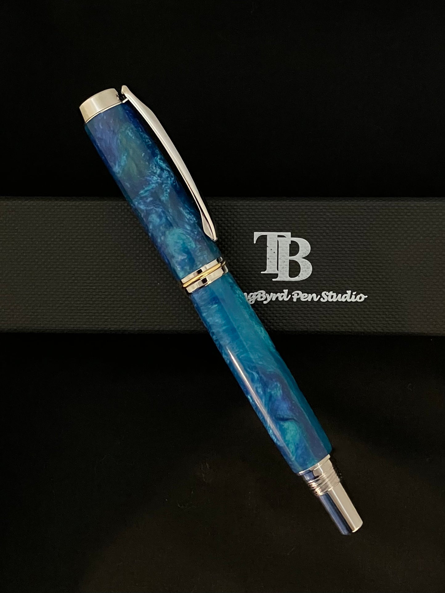 RB462-0922  Blue Turbulence - Handcrafted Rollerball Pen