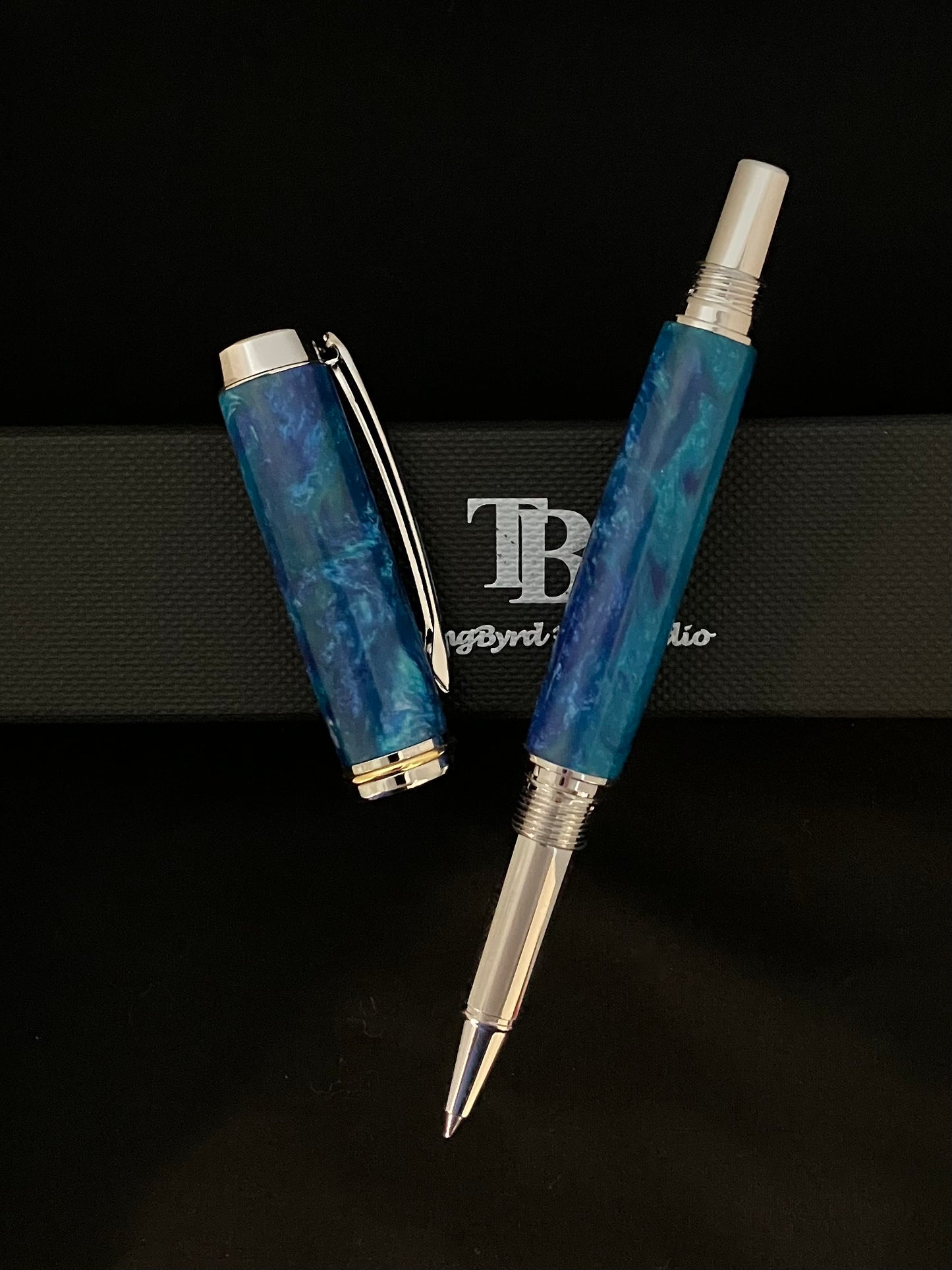 RB462-0922  Blue Turbulence - Handcrafted Rollerball Pen