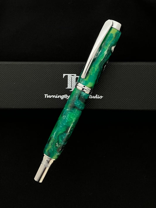 RB466-1022P  Green Turbulence - Handcrafted Rollerball Pen