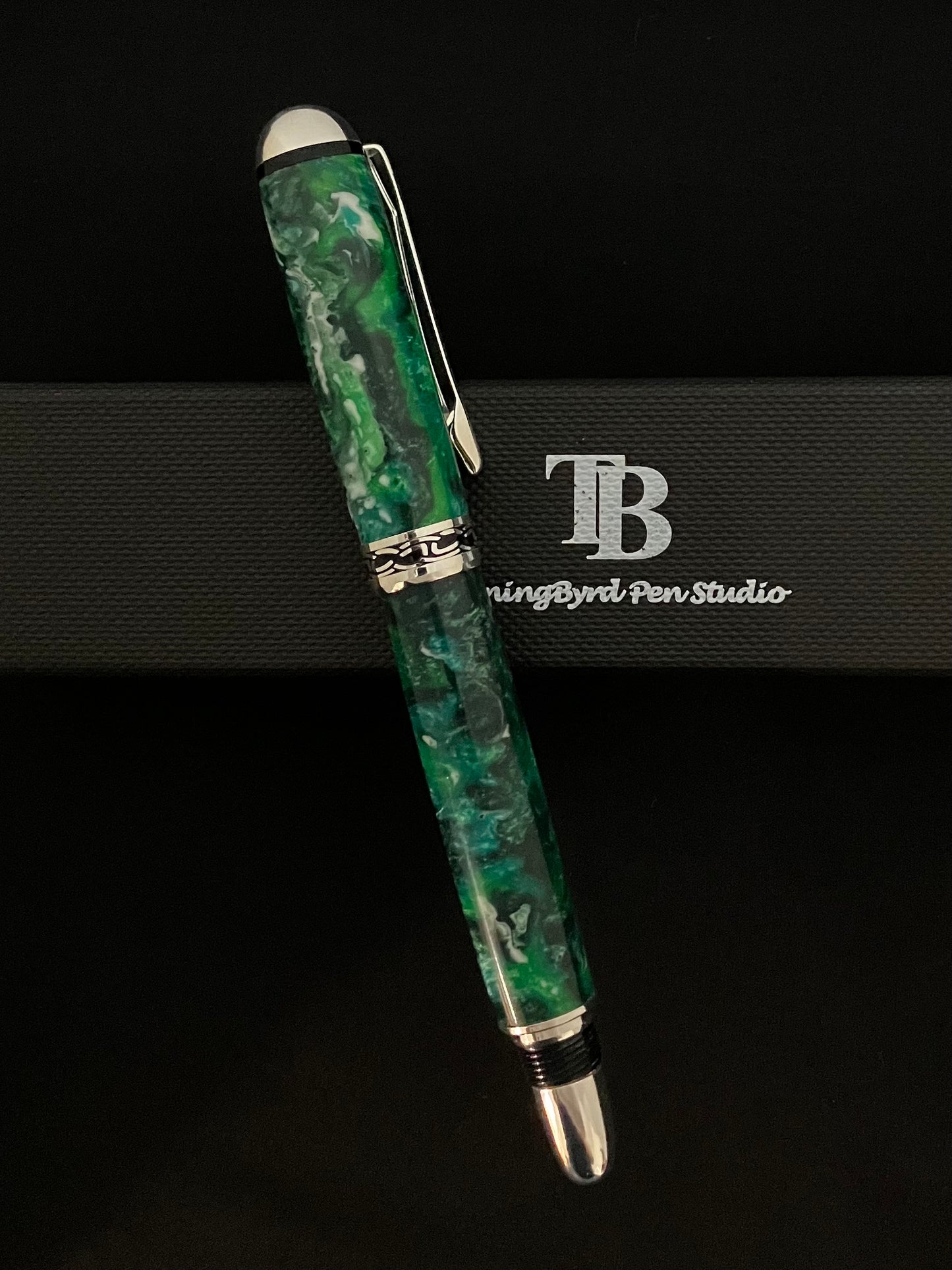 Green Turbulence - Handcrafted Rollerball Pen