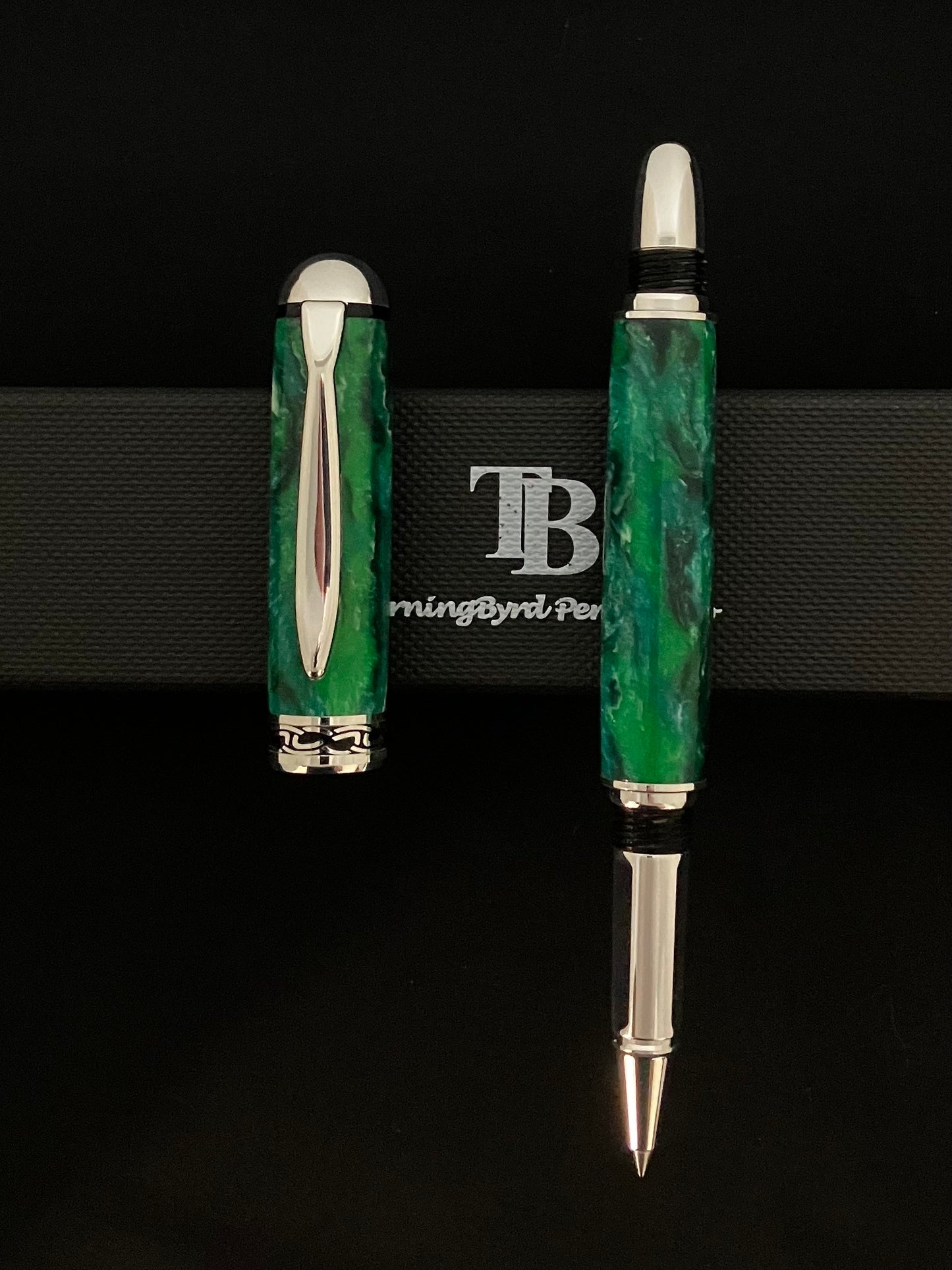 Green Turbulence - Handcrafted Rollerball Pen