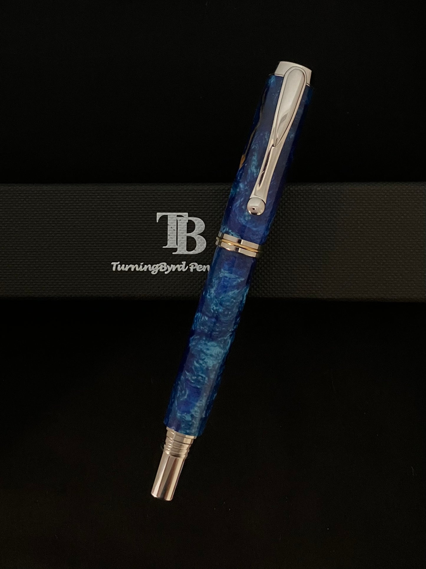 RB471-1022  Blues Gold - Handcrafted Rollerball Pen