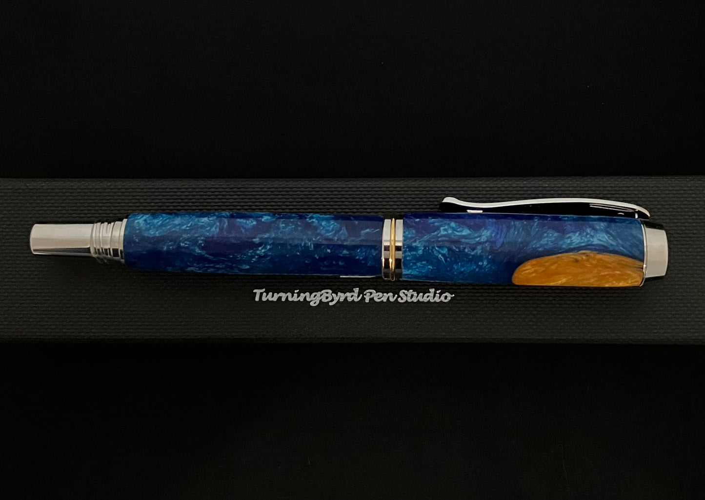 RB471-1022  Blues Gold - Handcrafted Rollerball Pen