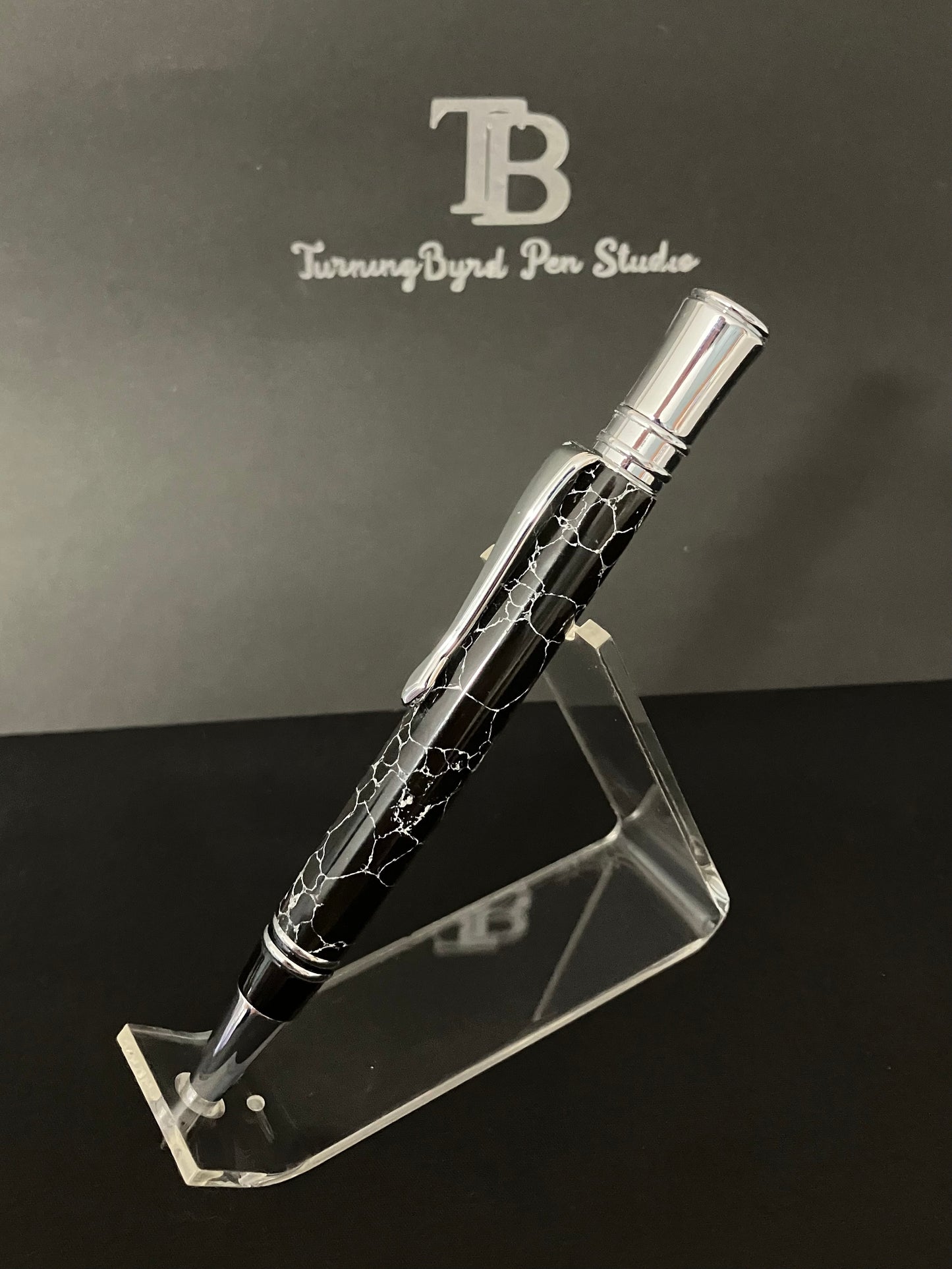 BP573-1124  Black/White Web - Handcrafted Ballpoint Pen