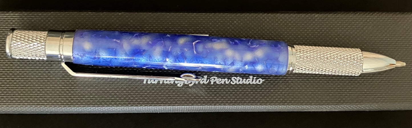 BP583-1124  Blue & White - Handcrafted Ballpoint Pen