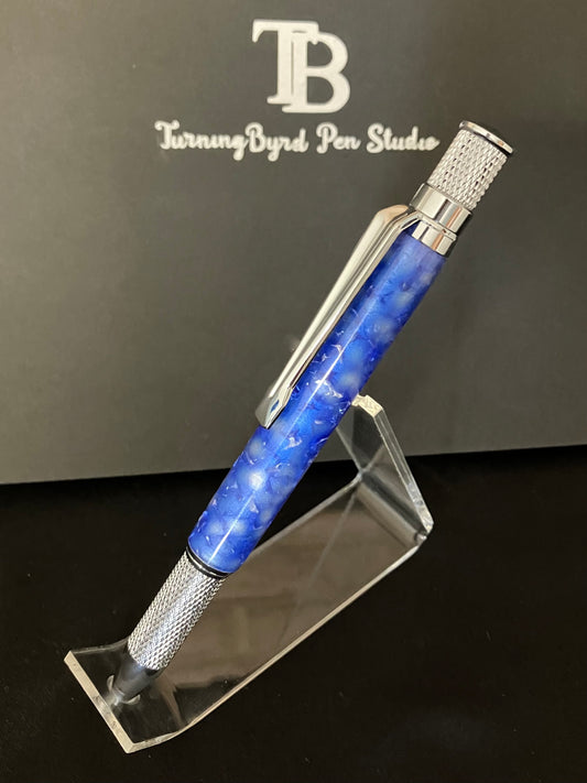 BP583-1124  Blue & White - Handcrafted Ballpoint Pen