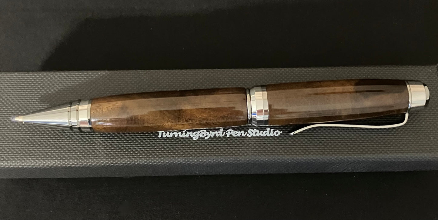 BP589-1124 Figured Imbuia - Handcrafted Ballpoint Pen