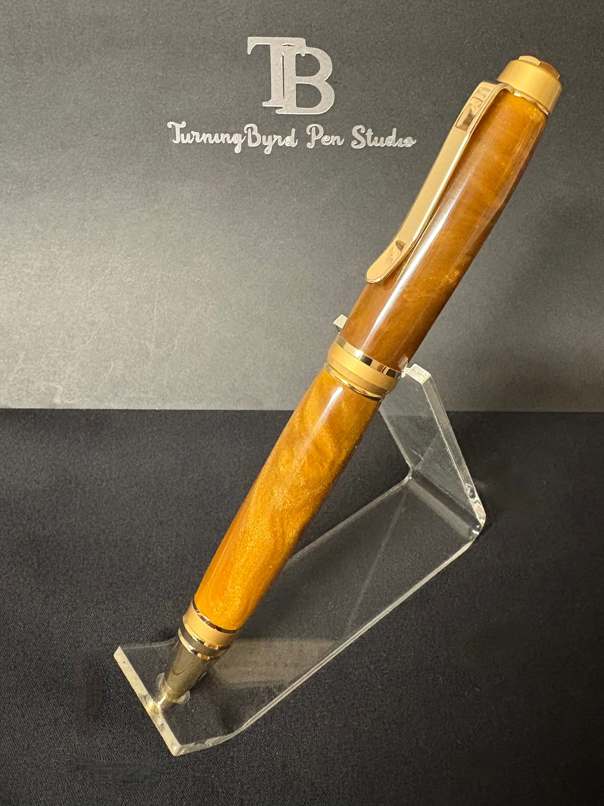 Tiger’s Eye TruStone Twist Ballpoint Pen — Gold Accents | Handcrafted Elegance