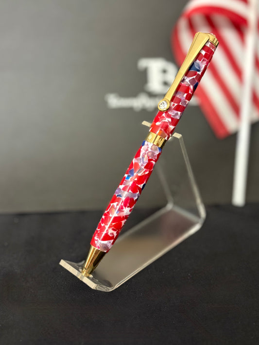 Patriotic Mosaic — Handcrafted Ballpoint Pen with Swarovski® Crystals