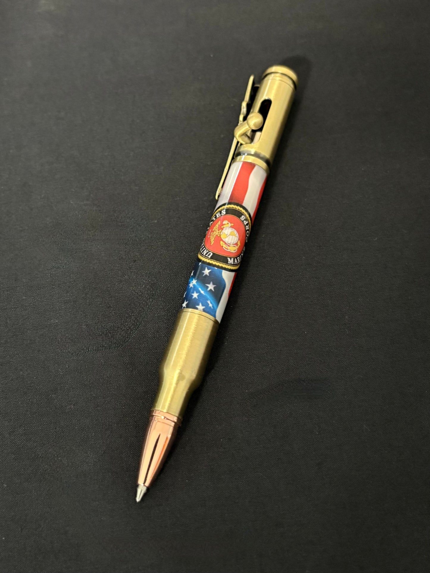 US Marines Insigna with Flag - Handcrafted Ballpoint Pen