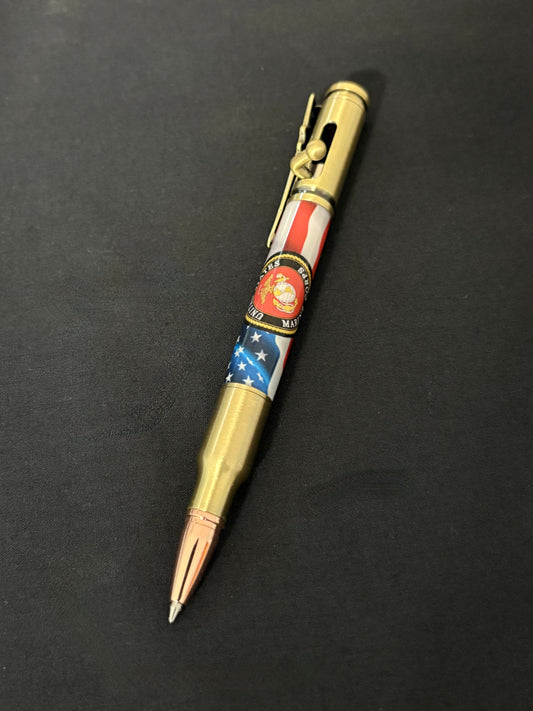 US Marines Insigna with Flag - Handcrafted Ballpoint Pen