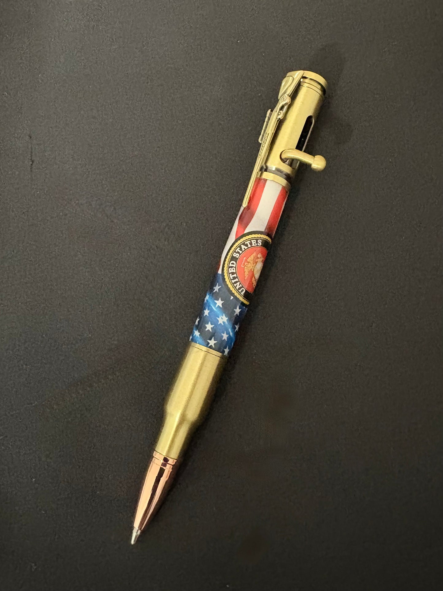 US Marines Insigna with Flag - Handcrafted Ballpoint Pen
