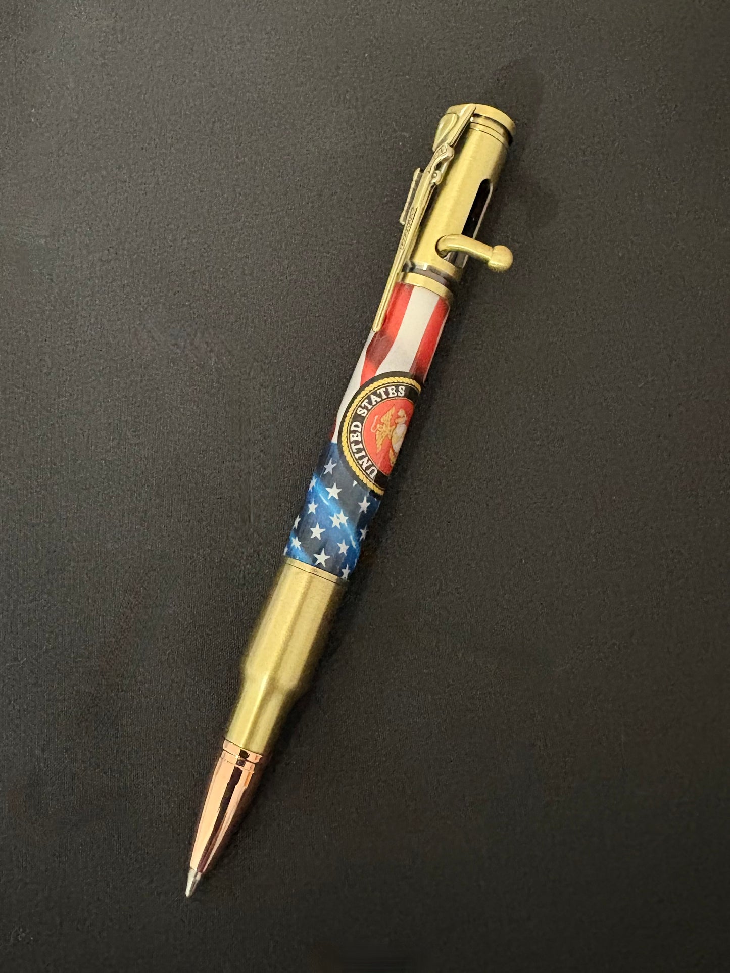 US Marines Insigna with Flag - Handcrafted Ballpoint Pen