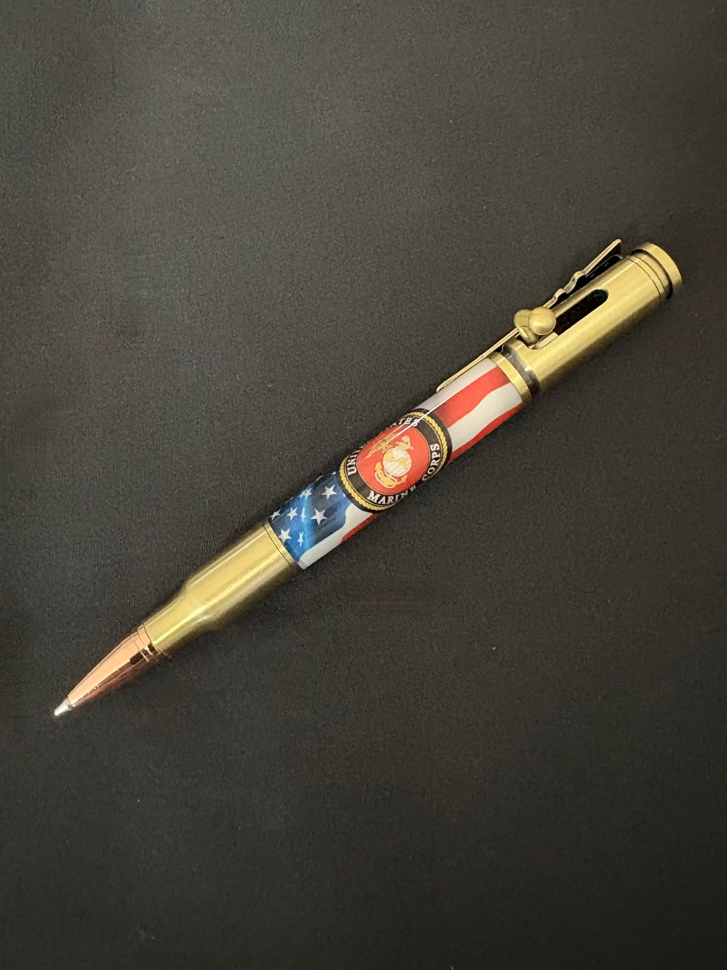 US Marines Insigna with Flag - Handcrafted Ballpoint Pen